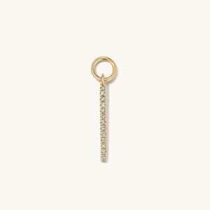 14K Gold Pavé Diamond Bar (Single Pavé Diamond Bar Hoop Charm) MEJURI